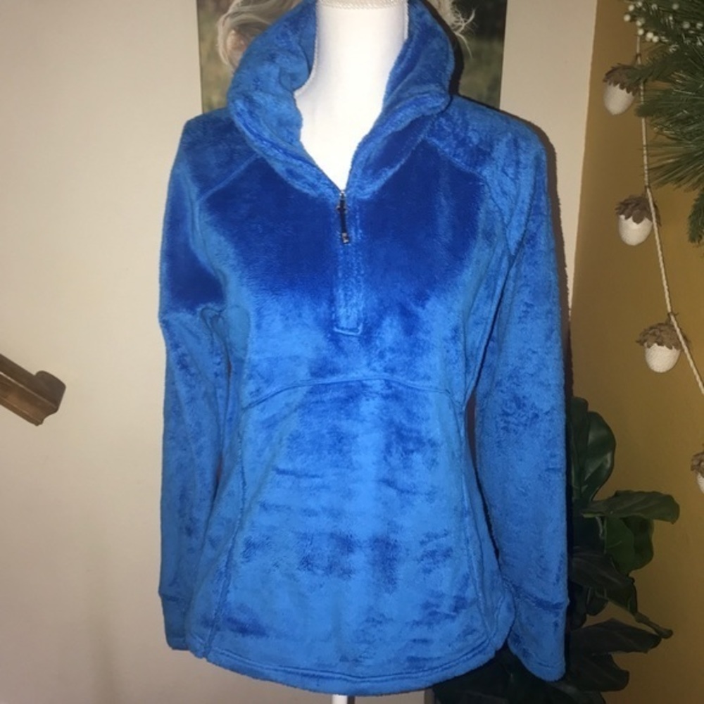 Obermeyer‎ blue fuzzy fleeces partial zip pullover